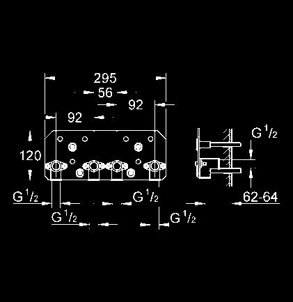 grubość ściany: nie mniej niż 200 mm minimalna głębokość kotew: 14 mm w pełni metalowa konstrukcja mosiężne kanały wodne przyłącza 1/2 27 467 000 chrom