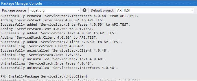 Instalowanie pakietu ServiceStack.HttpClient 2.3.