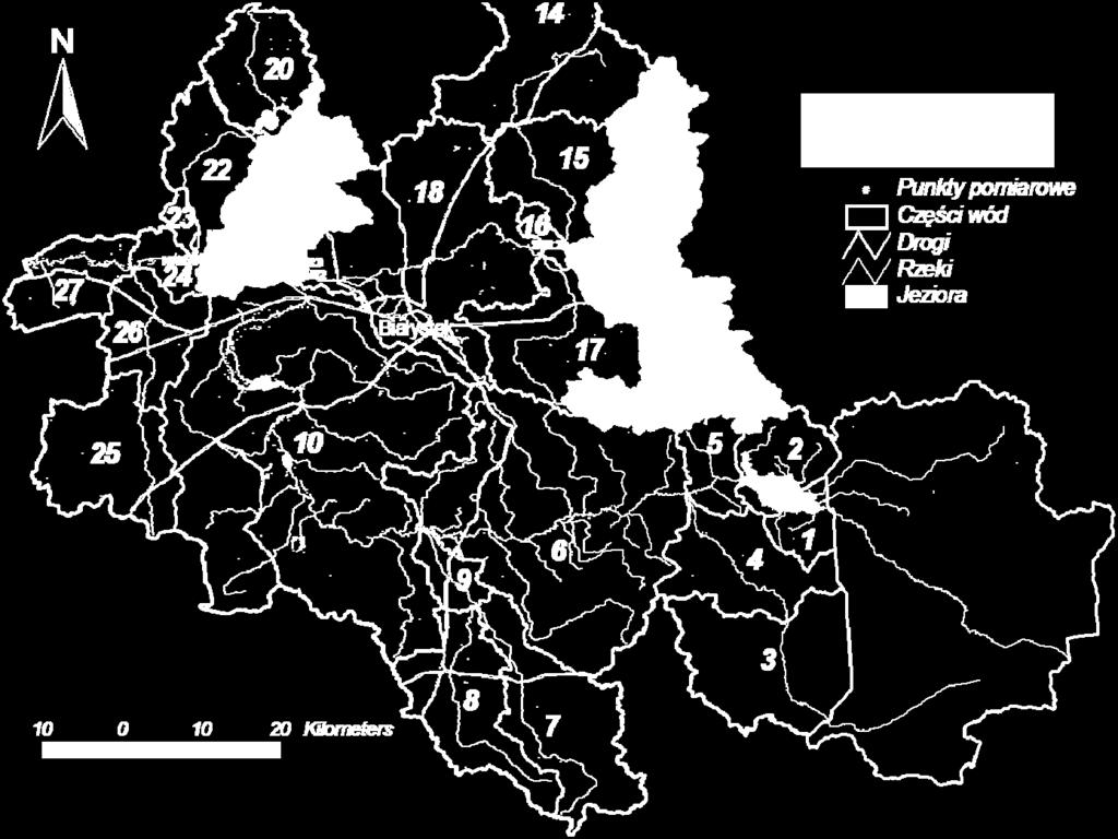 Górnej Narwi (rys. 1). Badania objęły cztery scalone jednolite części wód. Należały do nich następujące scalone części wód rzek Narwi, Słoi oraz Supraśli (IDENTYFIKACJA.
