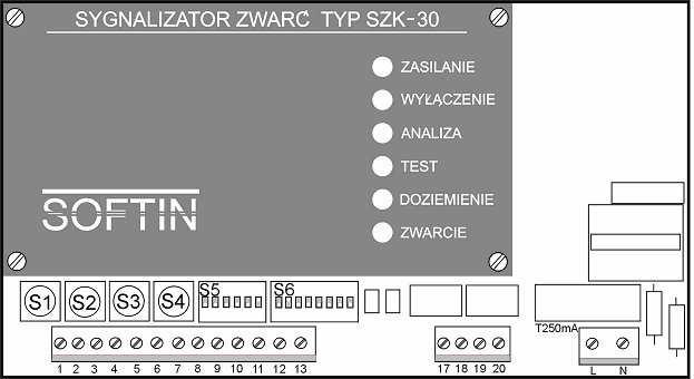Sygnalizator zwarć doziemnych i międzyfazowych SZK-30/B - 6-4. Opis ogólny sygnalizatora Sygnalizator SZK-30/B jest całkowicie autonomiczny i stanowi kompletną jednostkę nadzorującą.