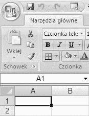 Rozdział 7. Korzystanie z obiektów 87 Rysunek 7.4. Arkusz z wybraną komórką A1 Rysunek 7.5.