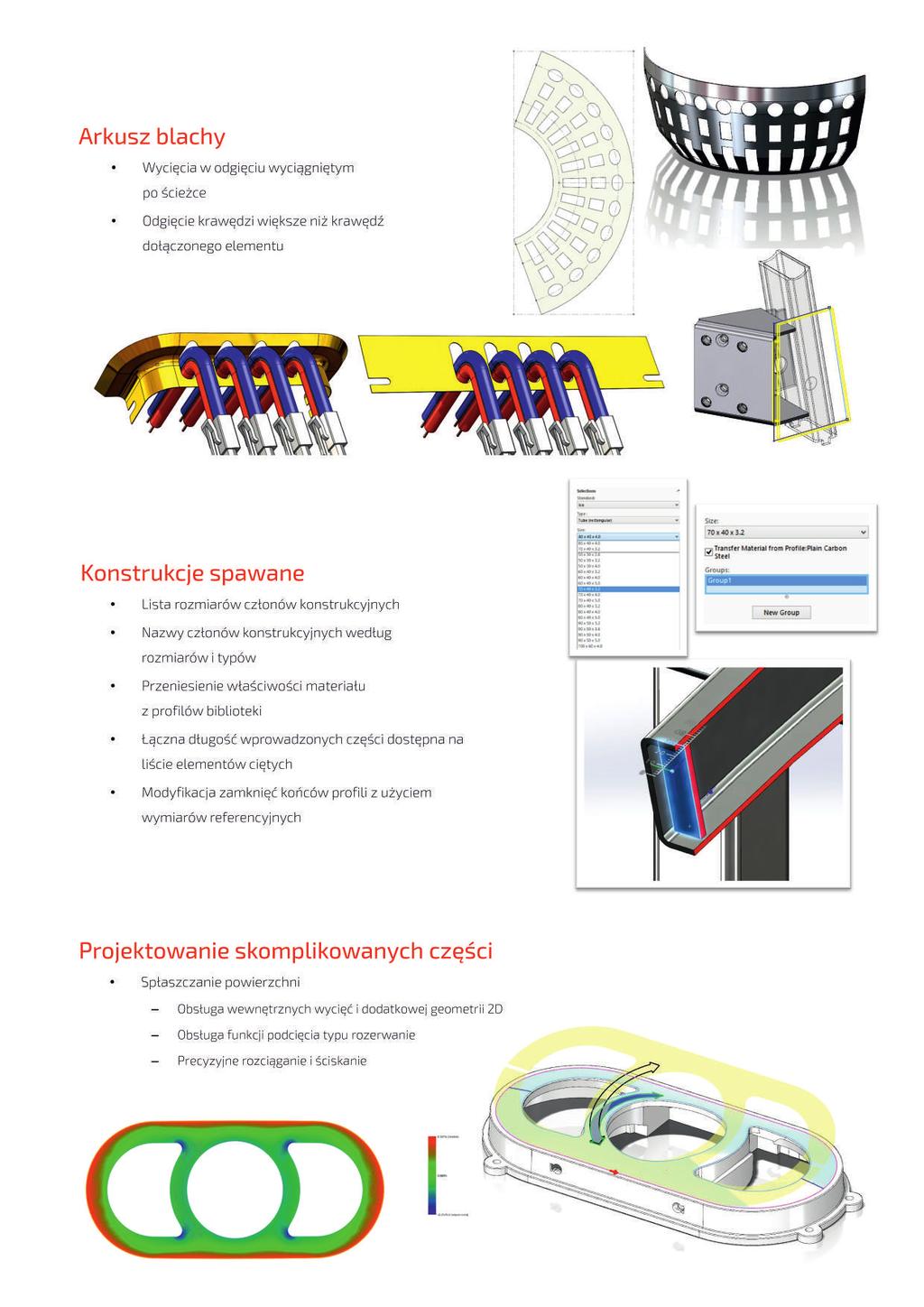 Arkusz blachy ź Wycięcia w odgięciu wyciągniętym po ścieżce ź Odgięcie krawędzi większe niż krawędź dołączonego elementu Szkicowaniespawane Konstrukcje ź Lista rozmiarów członów konstrukcyjnych ź