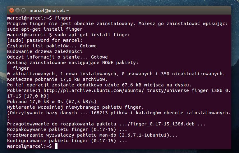 Finger Wymagana instalacja: TAK Jest to komenda służąca do wyświetlania szczegółowych