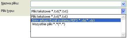 Domyślnie Formularz PEFS 2007 umoŝliwia import plików z formatu.txt.