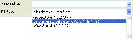 Domyślnie Formularz PEFS 2007 umoŝliwia import plików z formatu.txt.