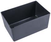 Skrzynka asortymentowa z zamkami metalowymi wyposażona w pudełka z czarnego tworzywa sztucznego, zawiera pudełka na małe elementy 16 części 4 pudełka o wymiarach