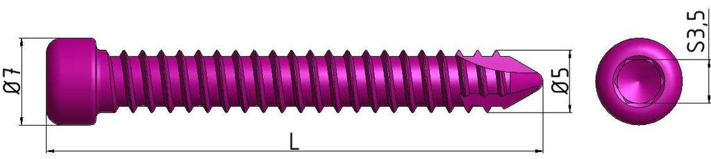 Wkręt blokujący Ø5,0mm pełnogwintowany, samogwintujący Locking screw Ø5,0mm fully threaded, self-tapping L [mm] Nr kat/ Cat No L [mm] Nr kat/ Cat No L [mm] Nr kat/ Cat No 25 294225(T) 48 294248(T) 72