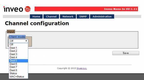 6.5 Komunikacja TCP/IP Moduł NANO Digital Input ma możliwość wysyłania informacji o stanie wejścia do innego modułu lub do serwera za pomocą protokołu TCP.