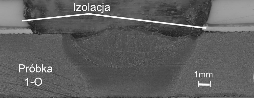5. Widok lica spoiny naprawczej próbki1-b, lico regularne, brak niezgodności spawalniczych Fig. 5.