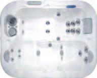 3 siedzenia do hydroterapii zintegrowane w wielopoziomowej ławce - terapia stymulująca receptory Tactile Therapy 35 dysz VCR system 3 pomp: 2 pompy jednoprędkościowe, 2 KM 1 pompa cyrkulacyjna