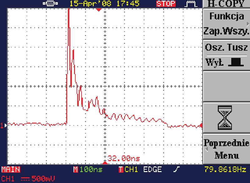 18 S. Róowicz, M. Delg Rys. 10. Przebieg prdu wyładowania iskrowego. Fig. 10. Current of discharge. 5.