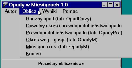 Rys. 3. Program OpadyM. Dojrz.exe - generuje dane dotyczące daty wysiewu i dojrzewania oraz prawdopodobieństwa dojrzewania kukurydzy.