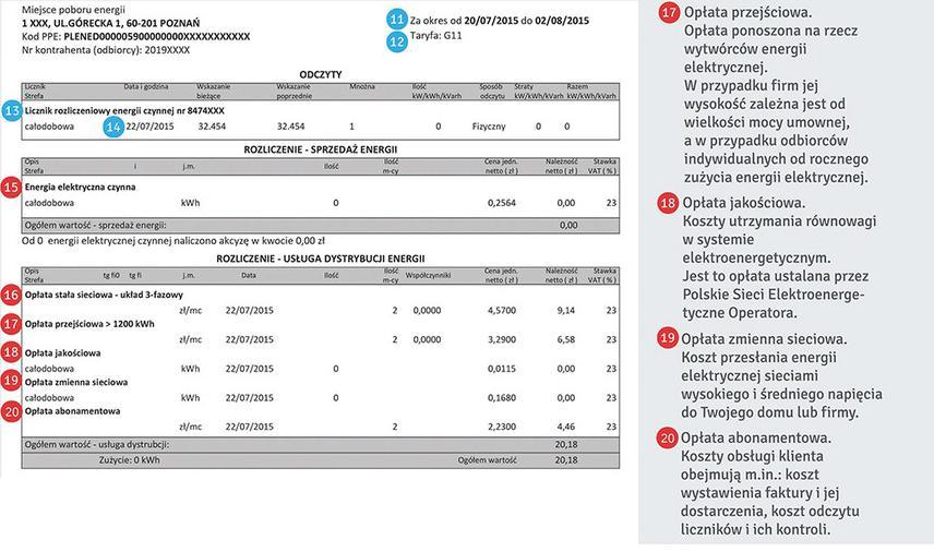 Faktura za energię elektryczną -