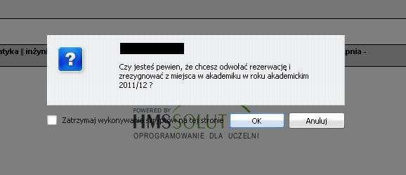 odwołania propozycji rezerwacji (aby zrezygnować z ubiegania się o miejsce w DS należy zgłosić się z pisemną prośbą do Kierownika ADiSS) - zgłoszenie rezerwacyjne (status "Rezerwacja