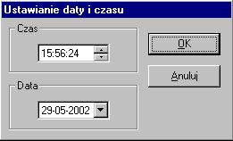 spowoduje wyświetlenie przedstawionego poniżej okienka. Rys. 12-3. Ustawianie daty i czasu.