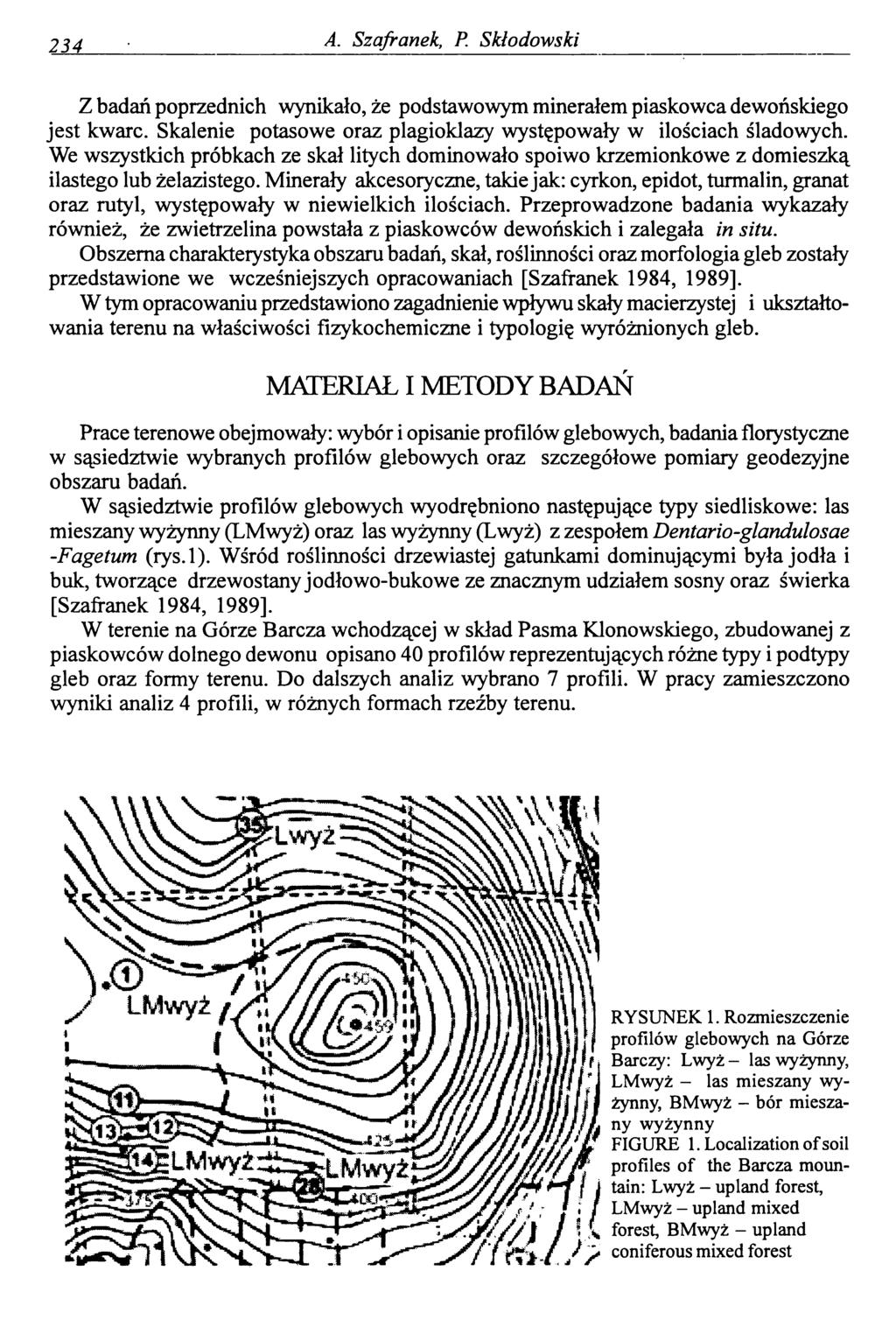 234 A. Szafranek, P. Skłodowski Z badań poprzednich wynikało, że podstawowym minerałem piaskowca dewońskiego jest kwarc. Skalenie potasowe oraz plagioklazy występowały w ilościach śladowych.