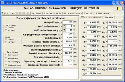 Lokalizacja śladu współpracy w zazębieniu przekładni ślimakowej 173 Θsp Rys. 4.