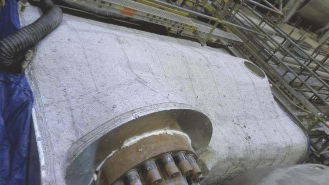 15 Izolacja turbin parowych Zastosowanie izolacji natryskowej na turbinach parowych A Zapobiega nadmiernym stratom energii cieplnej B Minimalizuje rozszerzalność rotora i obudowy cylindra,