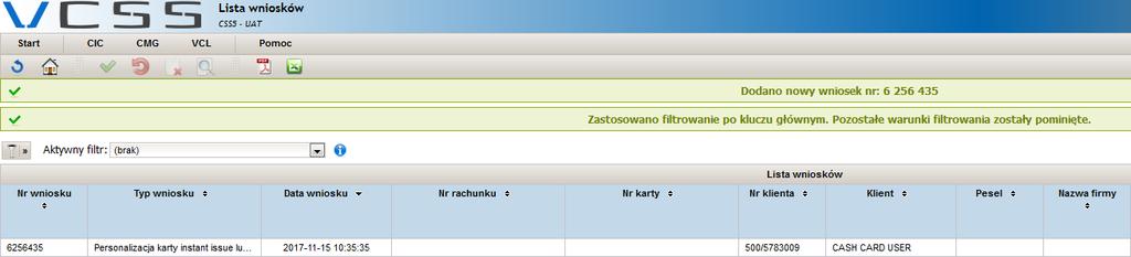 Na ekranie pojawi się komunikat informujący o poprawnym dodaniu wniosku (Rysunek 12.9). Rysunek 12.