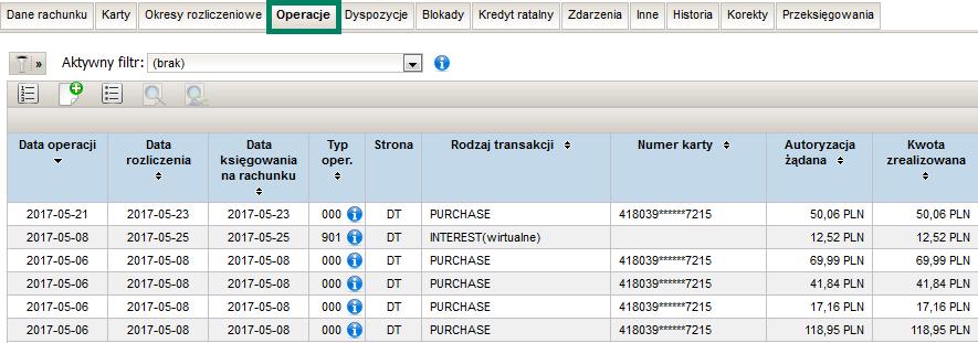 Rysunek 13.1 W kolejnym kroku kliknij strzałkę przy numerze rachunku (Rysunek 13.2). Rysunek 13.