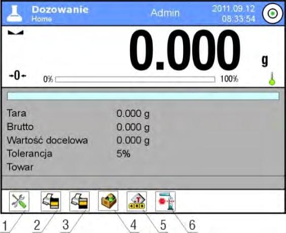 18. DOZOWANIE < Dozowanie> jest modem pracy, w którym odbywa się proces naważania próbki, aż do momentu, gdy osiągnie ona określoną masę docelową.