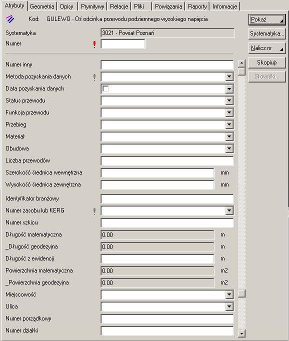 Obiekty z grup Oś odcinka {nazwa branży}, [AO] KOD; [AO] SYSTEMATYKA; do poziomu