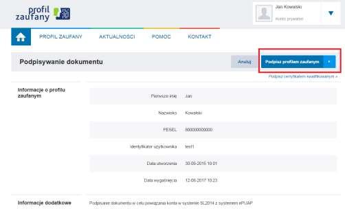 Po wprowadzeniu Loginu i Hasła system prosi o