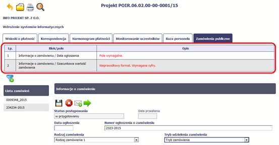 9.2. Przesłanie informacji o zamówieniu/kontrakcie Po uzupełnieniu danych w sekcji dotyczącej