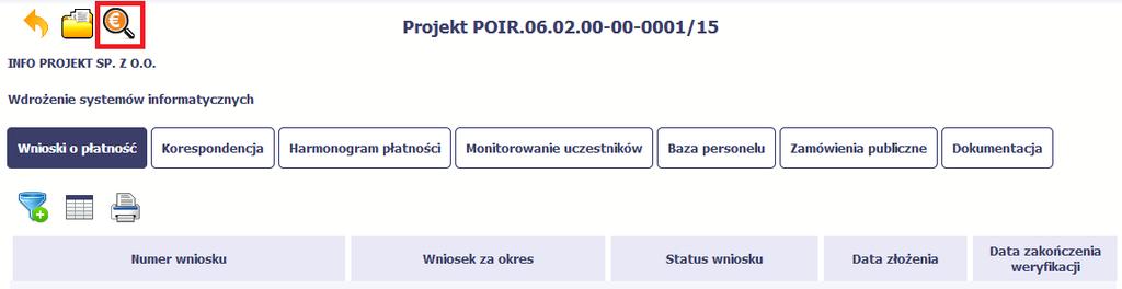 3.4. Powrót do listy projektów Aby powrócić do listy projektów, wybierz funkcję Powrót do listy projektów 3.5.
