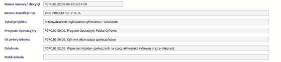 BLOK Postęp finansowy tutaj opisujesz realizację projektu od strony finansowej, np.