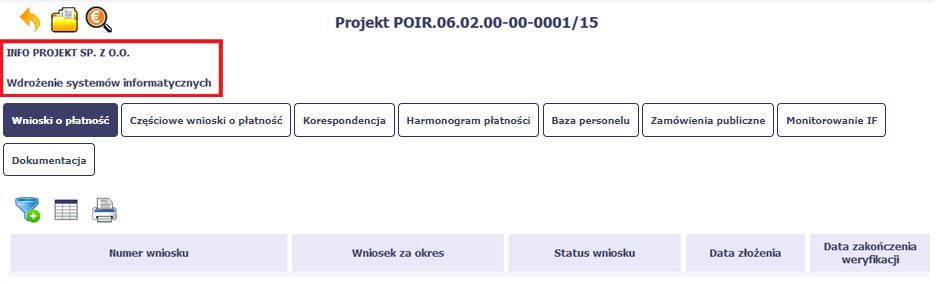W dolnej części znajdują się zakładki odpowiadające poszczególnym
