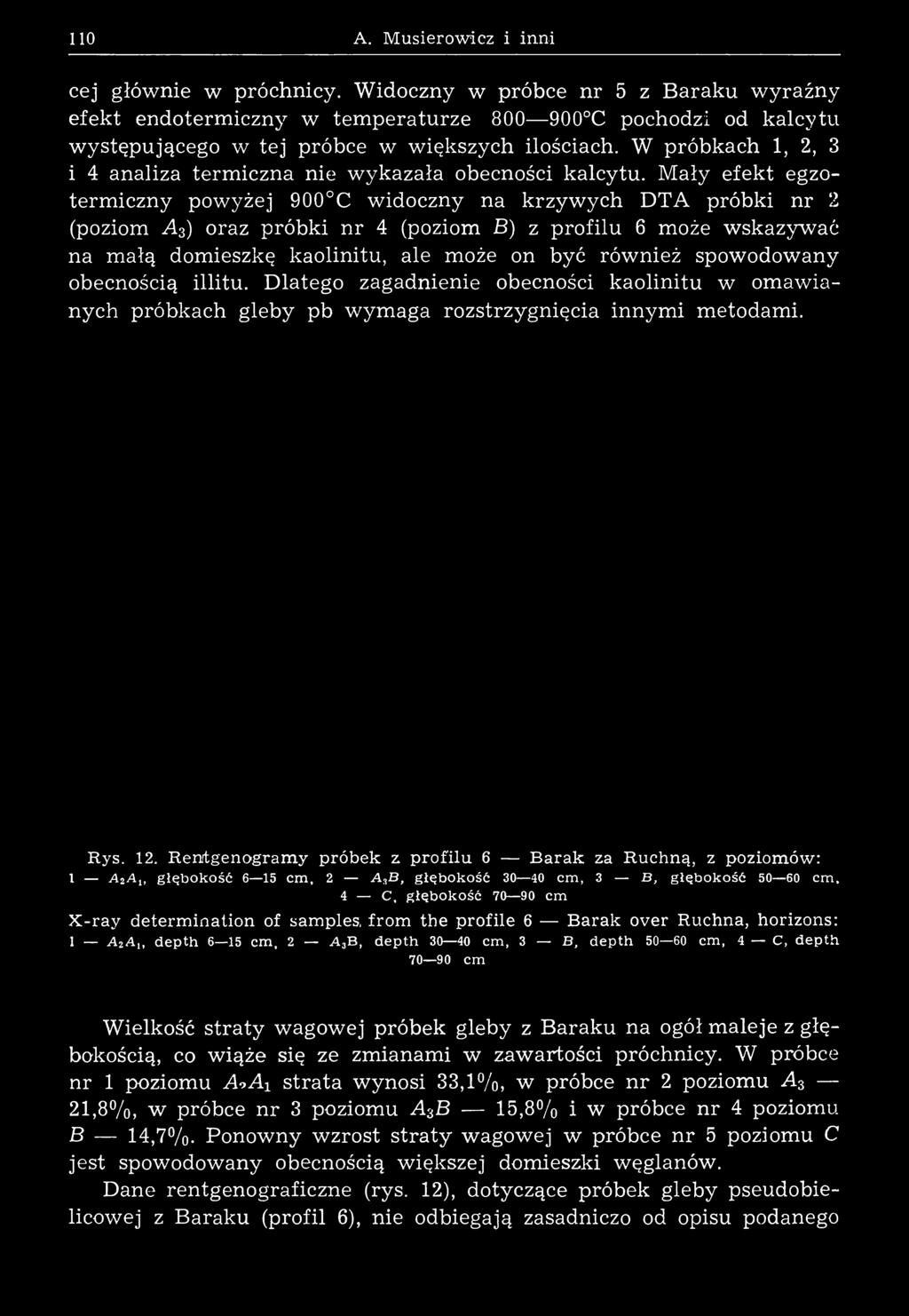 W próbkach 1, 2, 3 i 4 analiza termiczna nie wykazała obecności kalcytu.