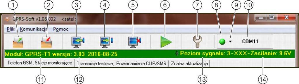 SATEL GPRS-T1 7 3. Kliknąć wskaźnikiem myszki na przycisk (patrz rys. 6). W menu, które się wyświetli, wybrać TCP/IP. Serwer zostanie aktywowany. 4.