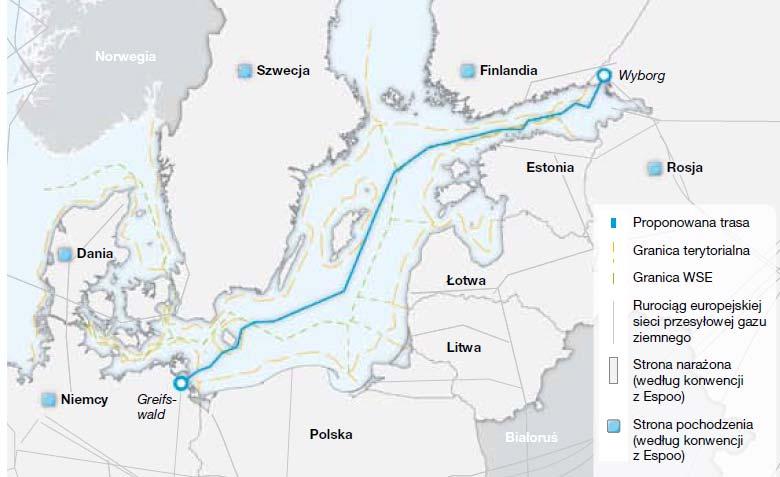 Rys. 4. Kraje nadbałtyckie uczestniczące w konsultacjach międzynarodowych na podstawie Konwencji Espoo Źródło: http://www.nord-stream.com, dostęp 22.02.2011.