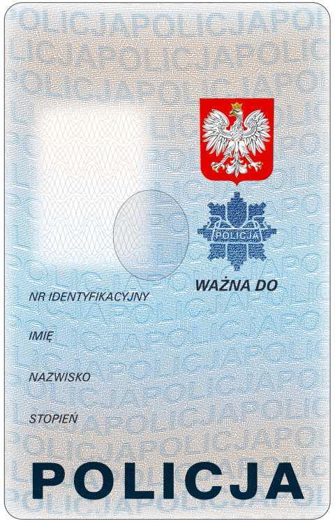 LEGITYMACJA SŁUŻBOWA POLICJANTA awers rewers Wzór nr 3 Do 15 Legitymacja służbowa policjanta ma formę spersonalizowanej karty identyfikacyjnej o wymiarach 85,6 x 53,98 x 0,76 mm, wykonanej