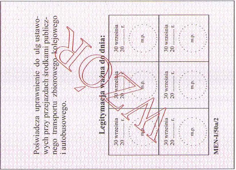 LEGITYMACJA SZKOLNA Karton. Wymiary 72 x 103 mm.
