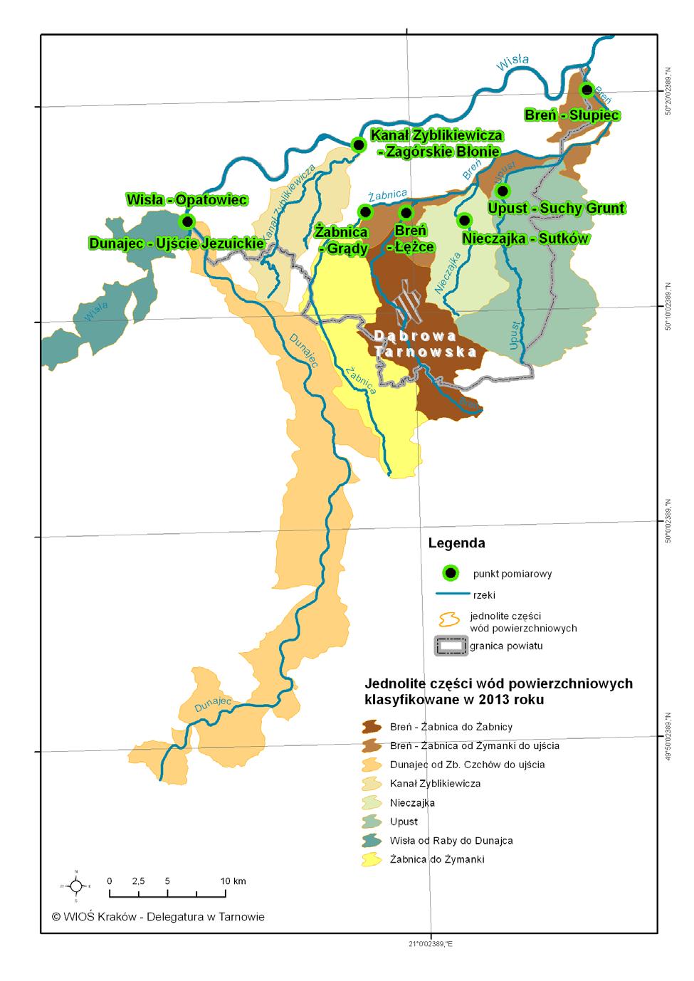 Mapa. Sieć monitoringu wód