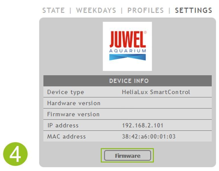 Patrz rozdział Nawiązywanie połączenia HeliaLux SmartControl z siecią domową. Wskazówka Upewnić się, że sieć domowa ma dostęp do Internetu. 2. Wybrać zakładkę menu głównego Ustawienia (Settings). 3.