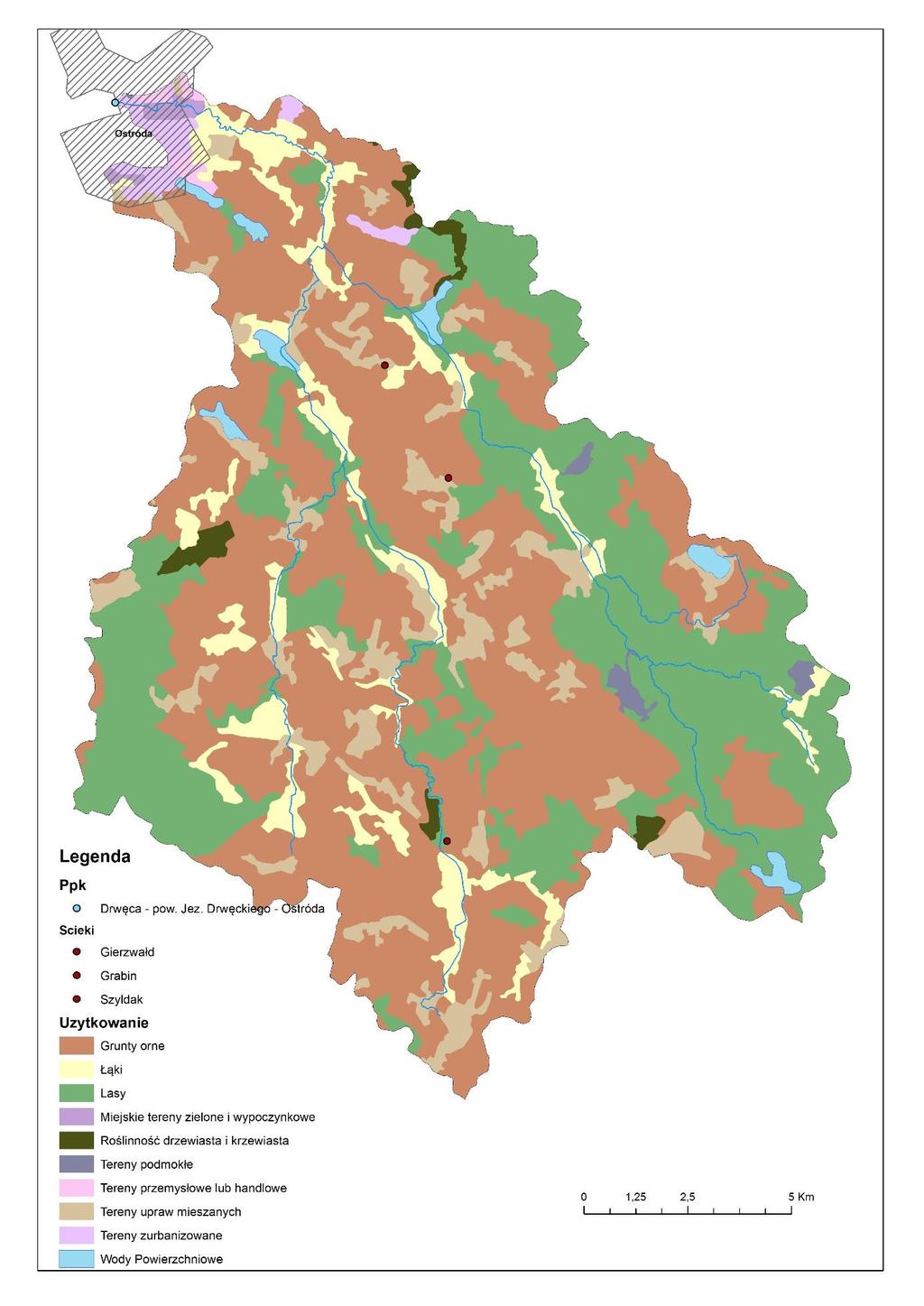 Mapa.. Użytkowanie terenu oraz zrzuty ścieków w