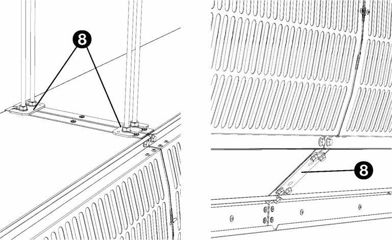 PODRĘCZNIK DO KURTYNY ISOLAIR INSTALACJA 2.4.4 Ustaianie i zabezpieczanie 1. Ustaić urządzenia obok siebie jednej linii, umieszczając szyny ieszaka 6 obok siebie. 2. Przymocoać szyny ieszaka do konstrukcji pomocniczej.