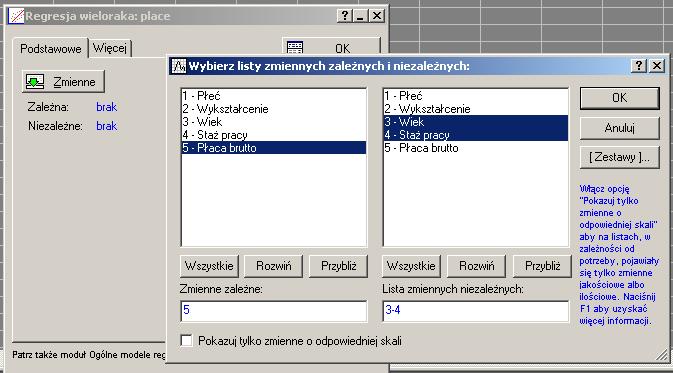 7. każdy ze składników losowych (reszty) ma rozkład normalny N(0, σ) tj. średniej 0 i wariancji σ 2 ; Zadania: Zadanie 1.