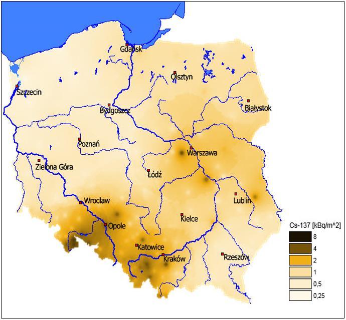 Poland and its different provinces, for soil collected