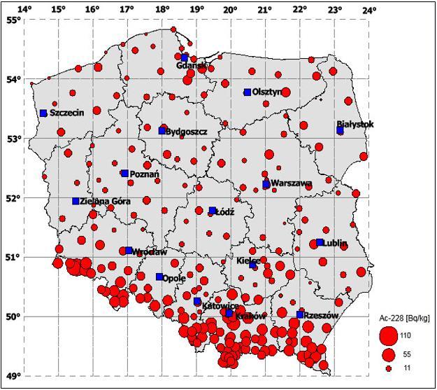 gleby. Określa się stężenia cezu 137 Cs powyżej 1 kilobekerela na metr kwadratowy (kbq/m 2 ).