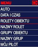 j Długie naciskanie przycisku włącza/wyłącza tryb W trybie pracy, o wybranej porze, w wybrane dni tygodnia, automatycznie podnoszone lub opuszczane są zestawy dowolnych grup rolet.