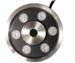 Lampy dostępne są w wersji LED biały 5W/12VDC oraz RGW 5W/12VDC. Zasięg podświetlenia ok. 2m. Lampa do montażu w płycie niecki oraz w innych konfiguracjach.