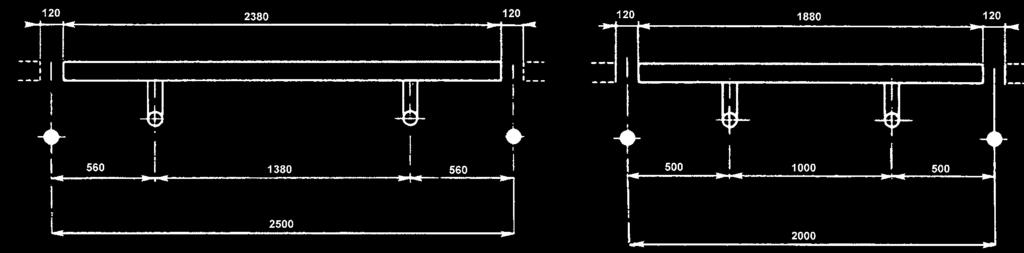 Wymiary platformy: 500 mm x 500 mm. Słupki 00146 wymagają dodatkowo 2 kotew 00143.