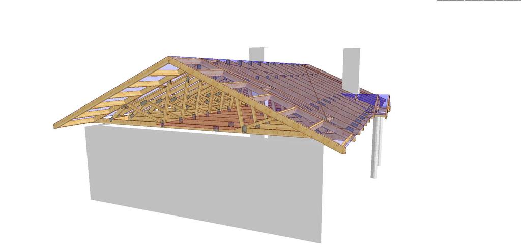 wysokości 1,77 m Podciagi drewniane o przekroju 10x16. Montaż wiązarów do wieńca poprzez kątowniki HD 150x90 firmy MULTIGRIP oraz kotwy M10x90 np.firmy WKRĘTMET.