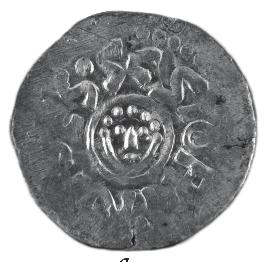 P-o, 0,710 g, nr 557, men. Legnica, Kopacz; c. typ II, st. A-c, 0,860 g, nr 486, men. Wrocław, Kopacz; d.