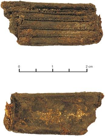 10. nr inw. 59/08. Kaptorga prostokątna; srebro; filigran; wym.: 2,8 1,3 cm; waga 1,10 g (ryc. 10) Ubytki w lewym boku.