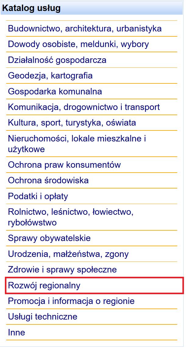 Wybierz odpowiednią usługę w Katalogu usług.